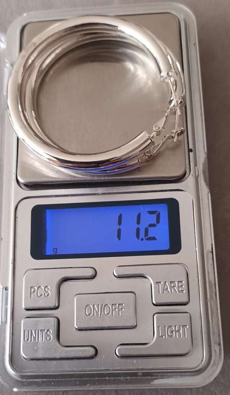Sterling silver Hoop Earrings. 11.2g. 5cm.