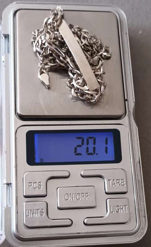 Sterling Silver Italy Men`s Necklace & Engravable Bracelet Set. 20.1g. 60cm. 5mm.