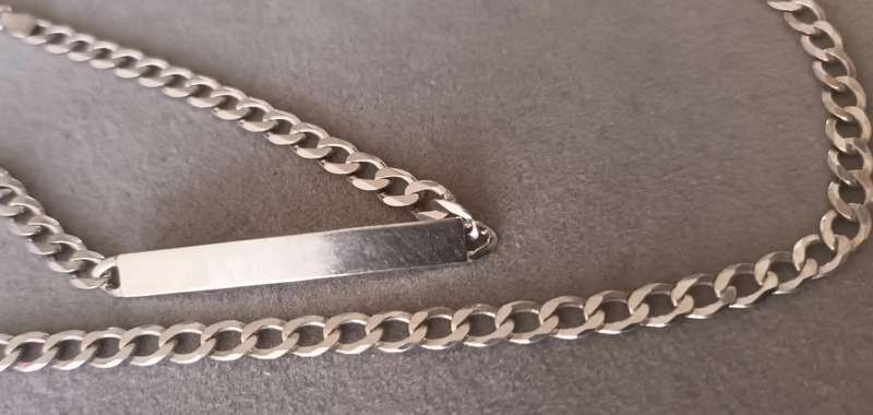 Sterling Silver Italy Men`s Necklace & Engravable Bracelet Set. 20.1g. 60cm. 5mm.