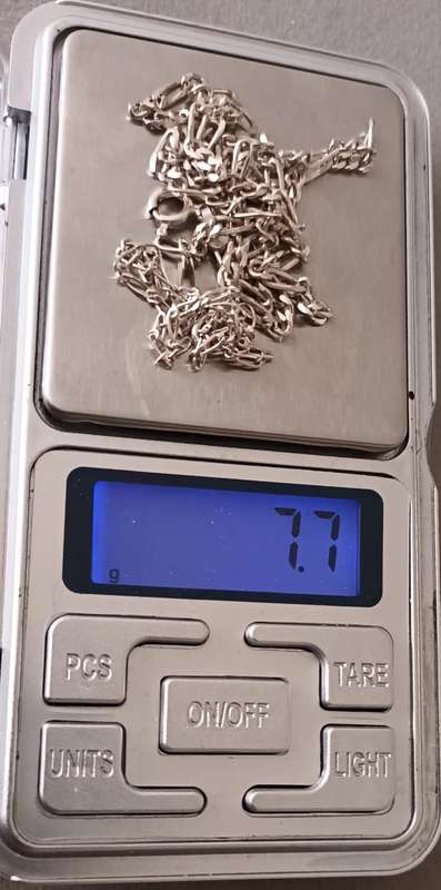 Sterling Silver Figaro Chain & Bracelet. 7.7g.
