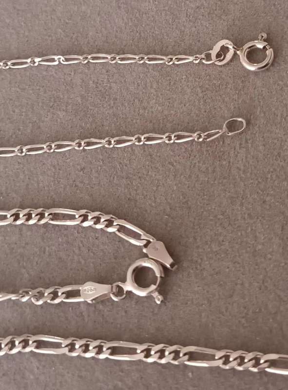 Sterling Silver Figaro Chain & Bracelet. 7.7g.