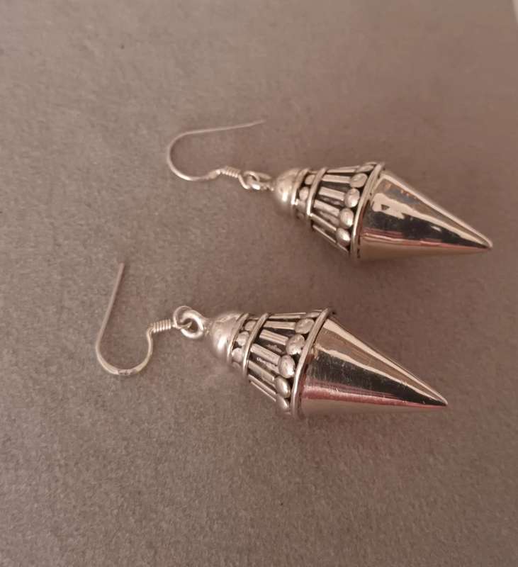 Retro Solid Heavy Sterling Silver Earrings.14.6g. 45x20mm.