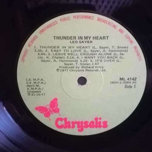 LEO SAYER - THUNDER IN MY HEART LP VINYL RECORD