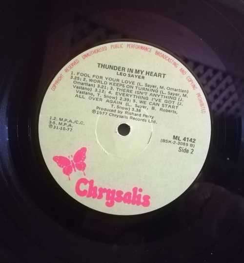 LEO SAYER - THUNDER IN MY HEART LP VINYL RECORD