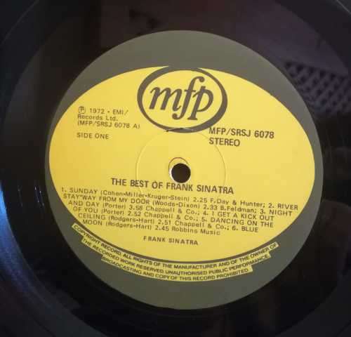 THE BEST OF FRANK SINATRA LP VINYL RECORD
