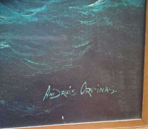 Rare Signed Andres Orpinas Original Three Dimensional Ship. Mid 1900s