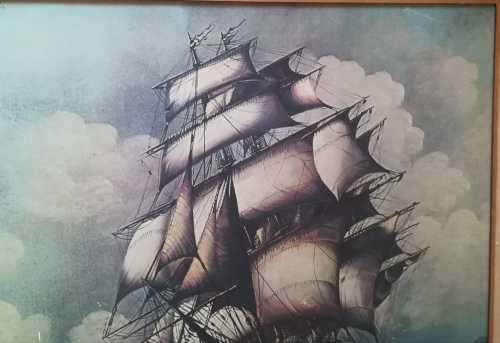 Rare Signed Andres Orpinas Original Three Dimensional Ship. Mid 1900s