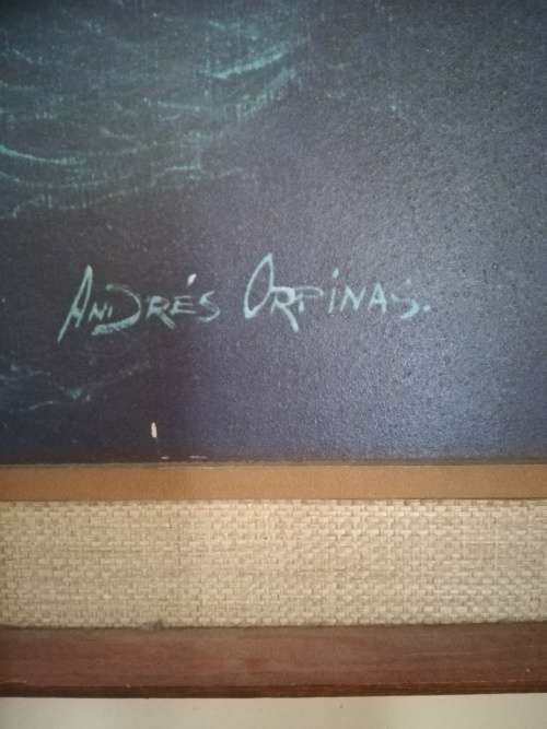 Rare Signed Andres Orpinas Original Three Dimensional Ship. Mid 1900s