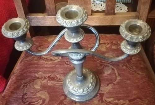 Antique 3 Arm Silver Candelabra
