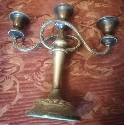 Antique 3 Arm Silver Candelabra
