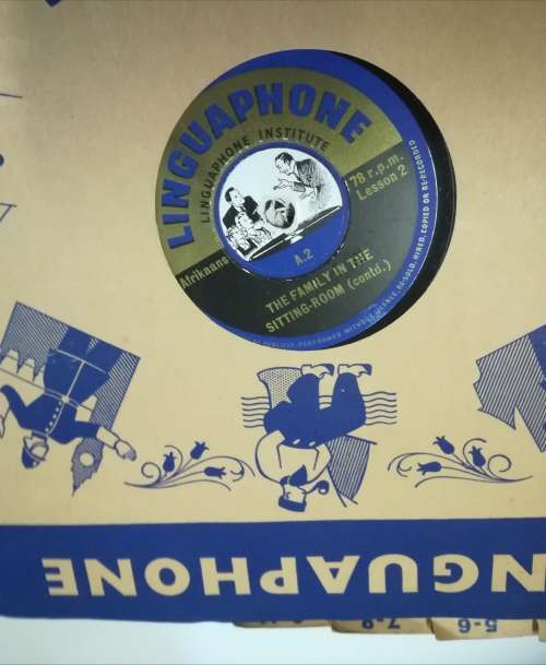 VINTAGE 78rpm LINGUAPHONE RECORDS(Afrikaans language) IN CASE.
