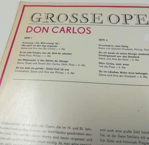 GROSSE OPER - DON CARLOS ST 33 RECORD