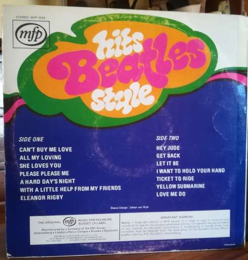 HITS BEATLES STYLE LP VINYL RECORD