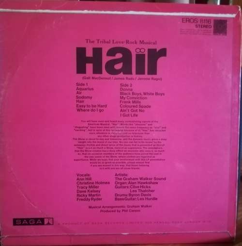HAIR - THE LOVE ROCK MUSICAL LP VINYL RECORD