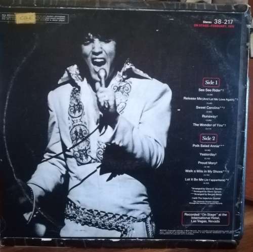 ELVIS - ON STAGE 1970 LP VINYL RECORD