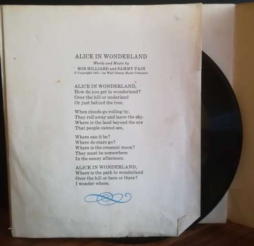 Alice In Wonderland 33 1/2 RPM Record with 24 Page Book.