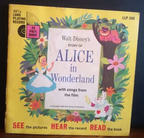 Alice In Wonderland 33 1/2 RPM Record with 24 Page Book.