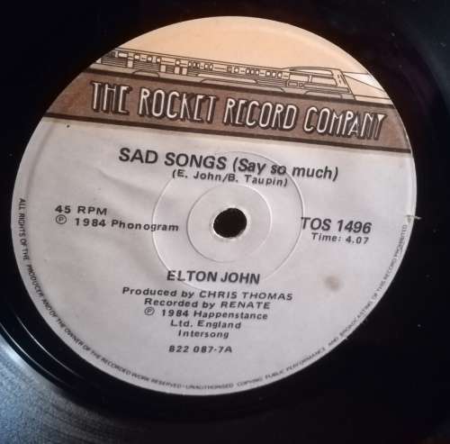 ELTON JOHN 45RPM RECORD
