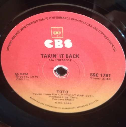 TOTO 45RPM RECORD
