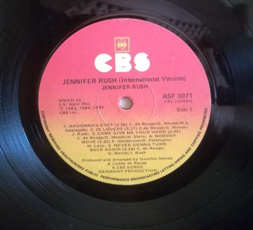 JENNIFER RUSH LP VINYL RECORD
