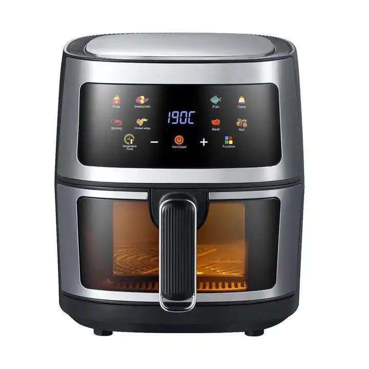 Silver Crest XL Air Fryer with Clear View Food Basket and Nesting Tongs Set - SS