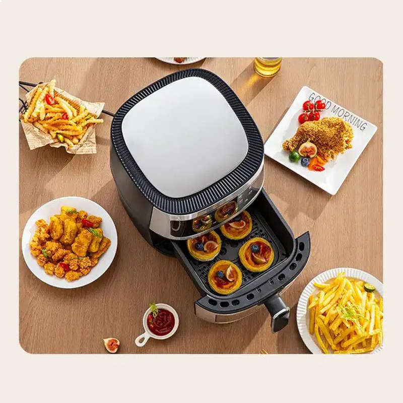Silver Crest XL Air Fryer with Clear View Food Basket and Nesting Tongs Set - SS