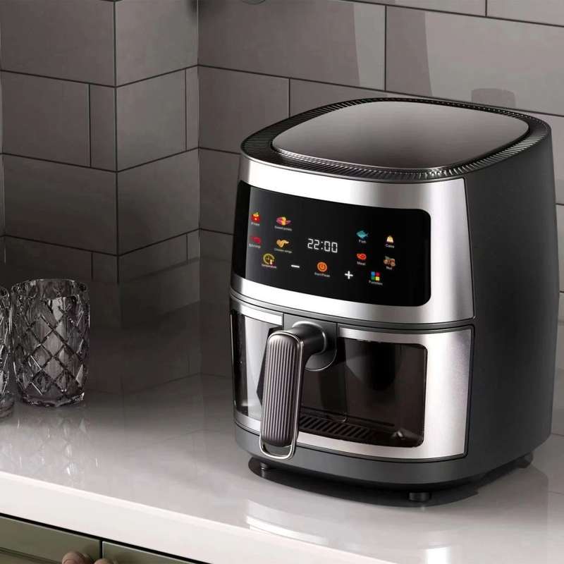 Silver Crest XL Air Fryer with Clear View Food Basket and Nesting Tongs Set - SS