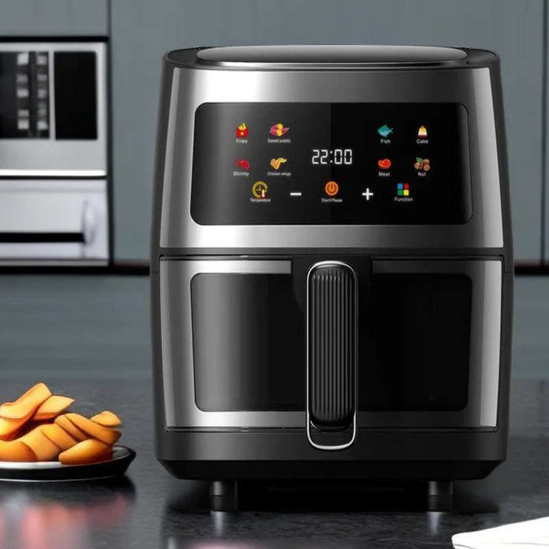 Silver Crest XL Air Fryer with Clear View Food Basket and Nesting Tongs Set - SS