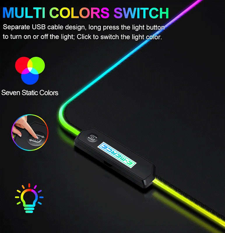 E-Merce Extra Large RGB LED Gaming Mouse Pad Non Slip