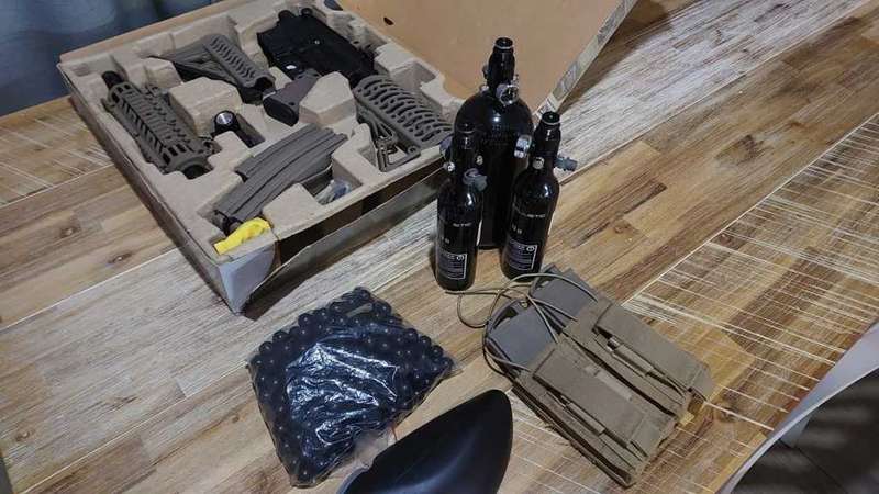 Tippmann TMC Paintball Marker With Air-Thru Adjustable Stock Kit - Tan