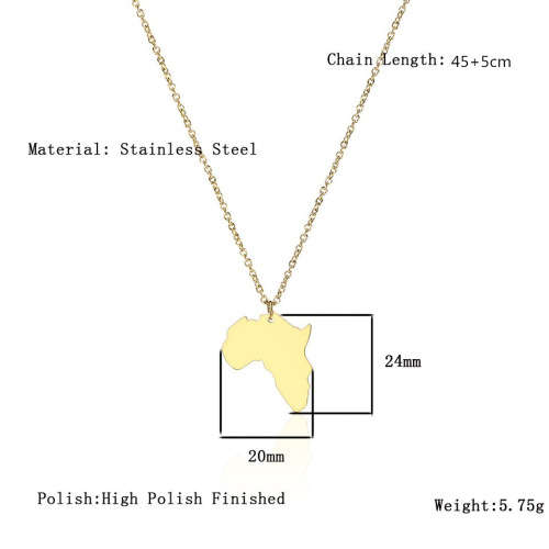 Africa map pendant and necklace