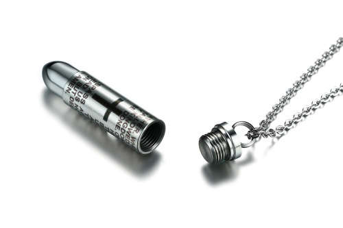 Prayer engraved bullet urn pendant & chain