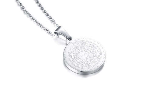 Zirconia engraved pendant & necklace