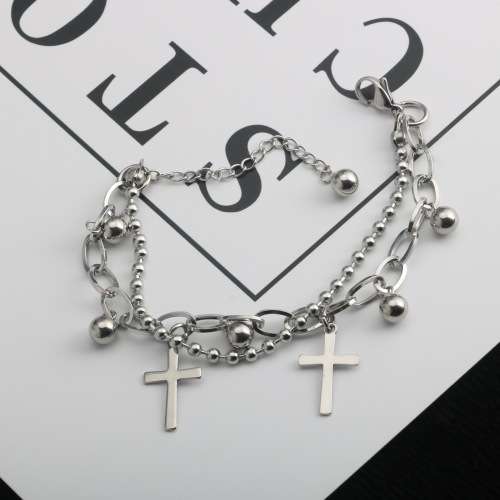 Stainless Steel Cross Charm Bracelet