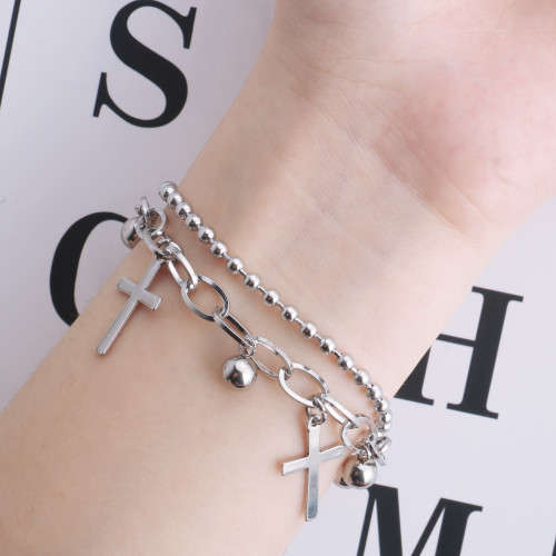 Stainless Steel Cross Charm Bracelet