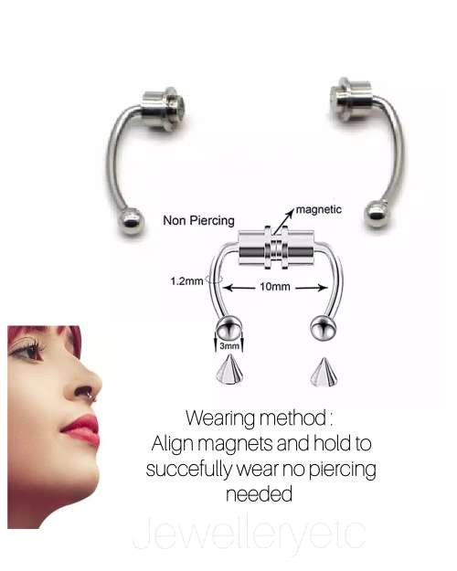Stainless steel magnetic nose septum ring
