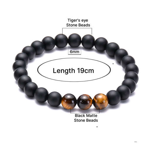 Black stone and tiger`s eye beads bracelet