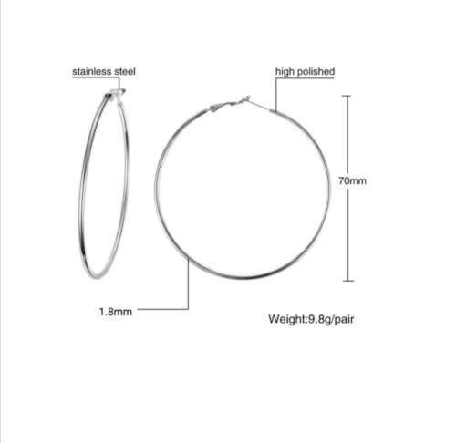 Stainless steel 70mm hoops