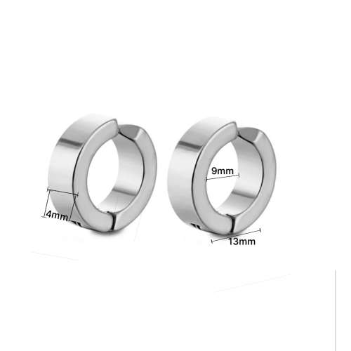 Unisex stainless steel hinged Clip ON huggie hoop