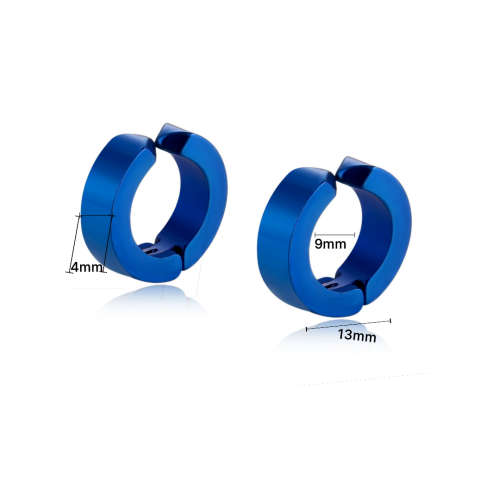 Stainless steel blue plated CLIP ON huggie hoops