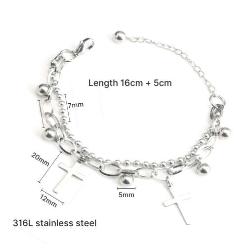 Stainless Steel Cross Charm Bracelet
