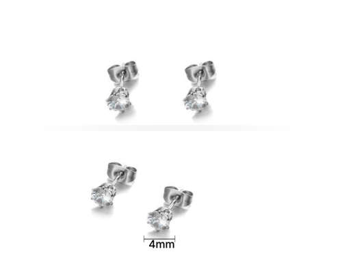 Zirconia Crystals Stud Earrings 4mm