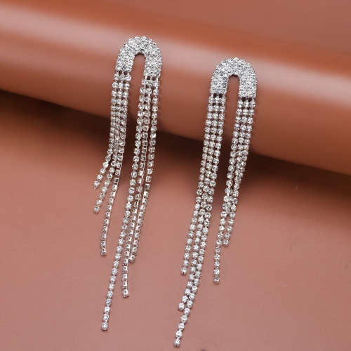 Rhinestone Tassel Earrings