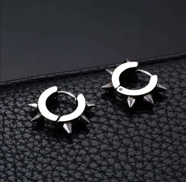 Stainless Steel Rivet Huggie Hoops Earrings