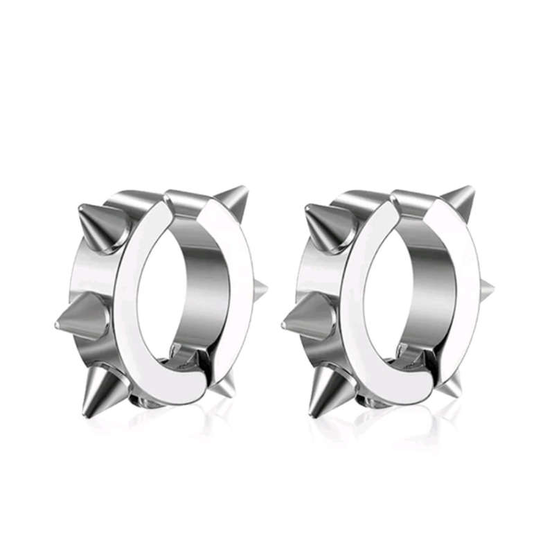 Clip ON Stainless Steel Rivet Huggie Hoops Earrings