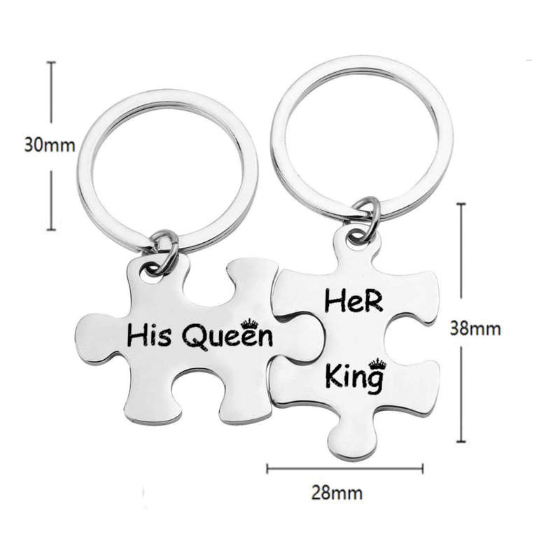 `His Queen Her King ` Engraved Key Holder Tag Set