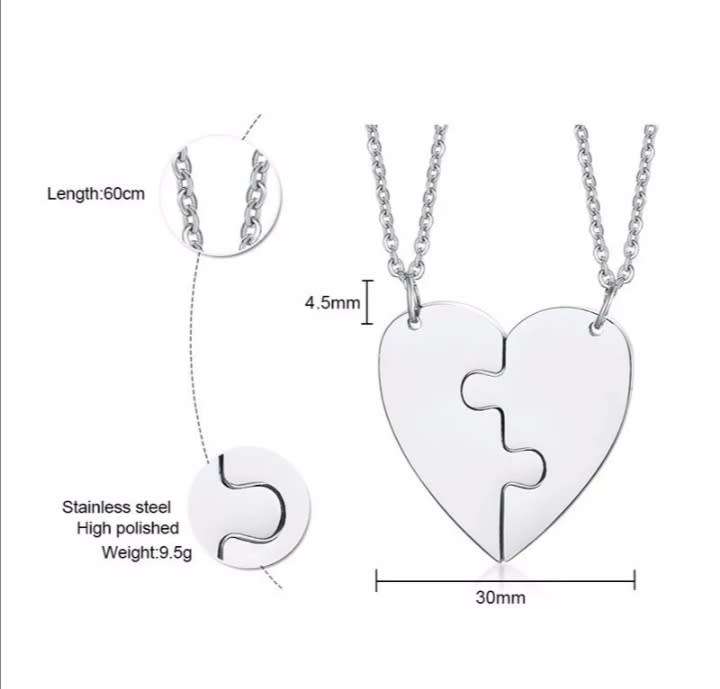 Stainless Steel Heart Set Silver