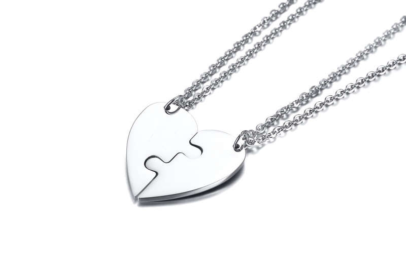 Stainless Steel Heart Set Silver