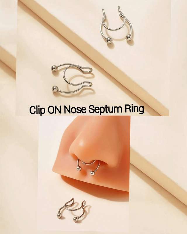 CLIP ON Nose Septum Ring 2 Pieces