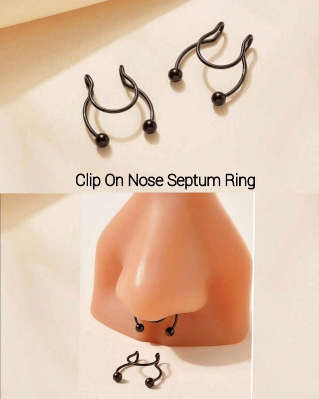 CLIP ON Nose Septum Ring 2 Pieces